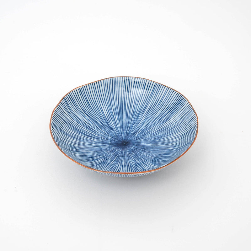 Handmade Hasami Yaki Indigo Tokusa Shallow Bowl
