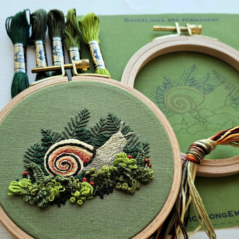 Forest Snail Intermediate Embroidery Kit by Jessica Long Embroidery
