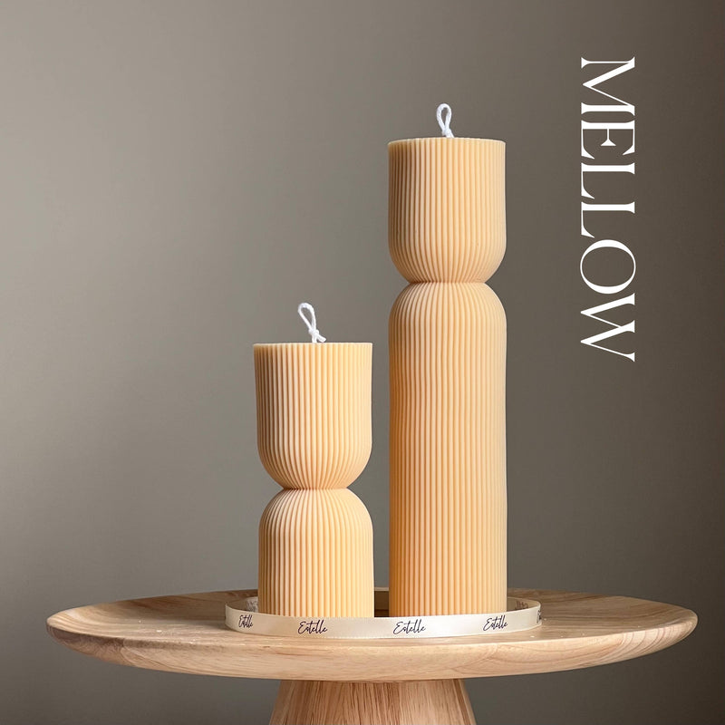 Ribbed Hourglass Pillar Candle by Estelle Studio