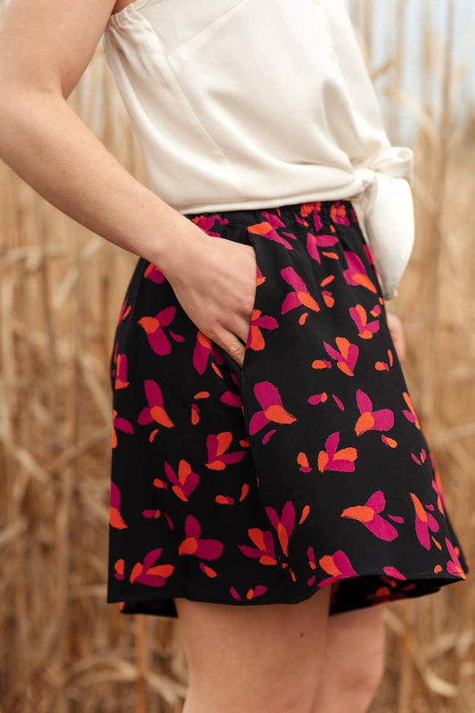 Ecovero Black Liquorice Viscose Petali Fabric by Eglantine et Zoé