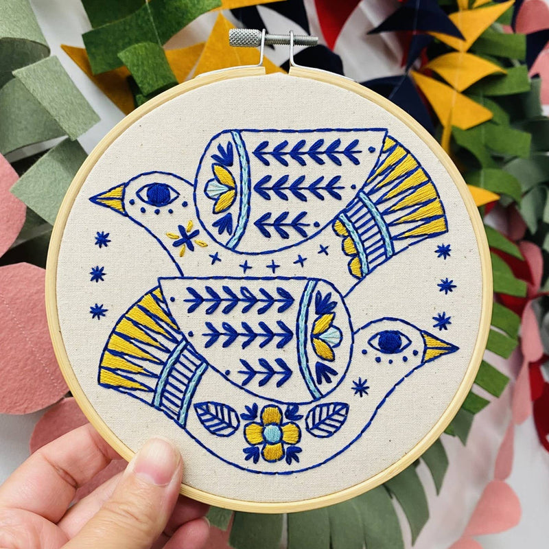 Turtle Doves Complete Embroidery Kit by Hook, Line & Tinker