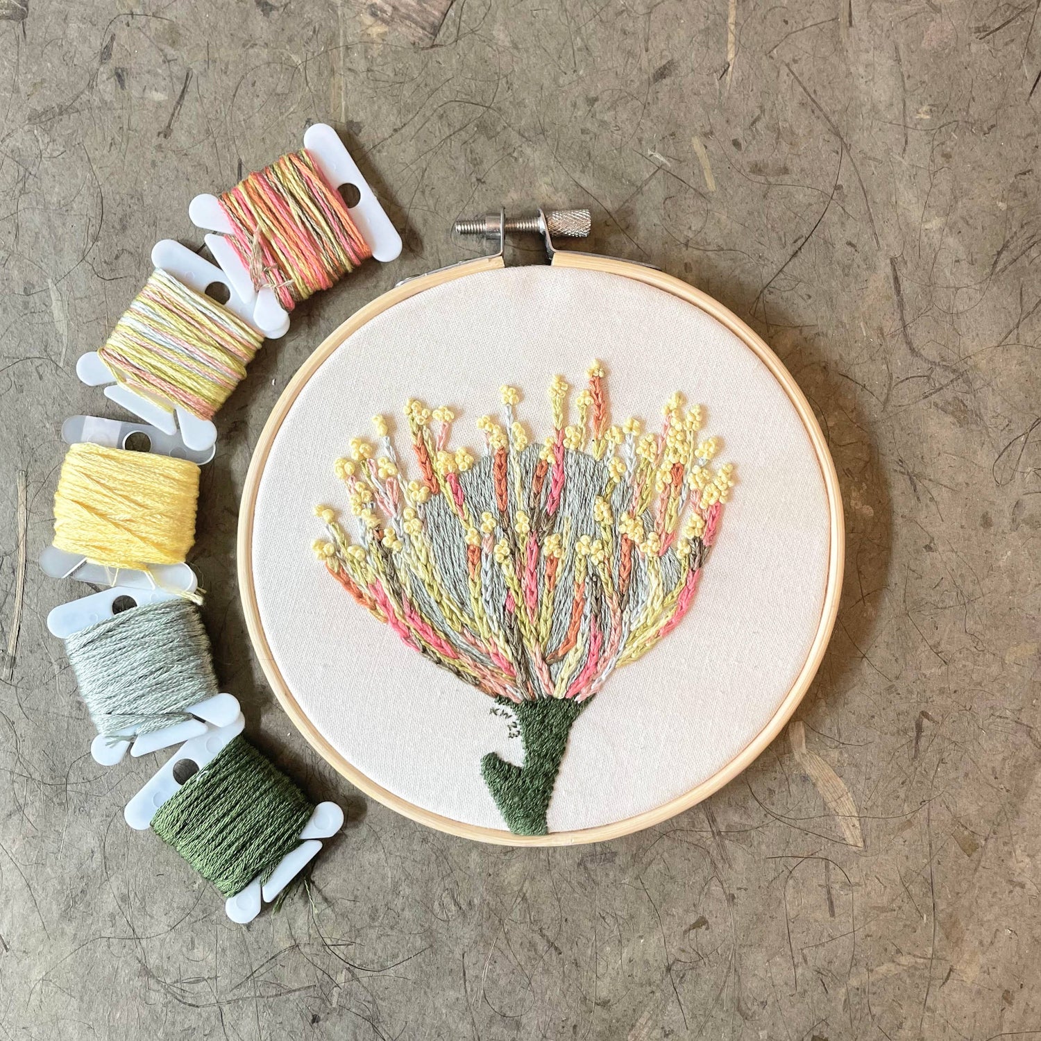 DIY Embroidery Kit - Protea (5") by Kate Wyatt