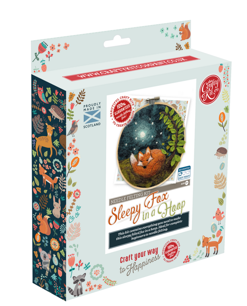 Paint with Wool - Sleepy Fox in a Hoop - Needle Felt Craft Kit