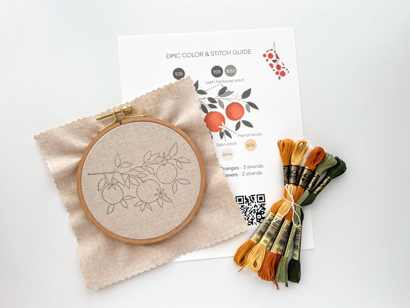 Orange Branch Embroidery Kit  by Matryoshka Doll Shop