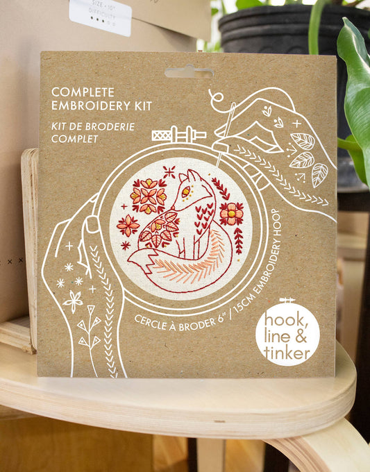 Folk Fox Complete Embroidery Kit by Hook, Line & Tinker