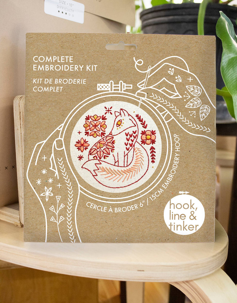 Folk Fox Complete Embroidery Kit by Hook, Line & Tinker