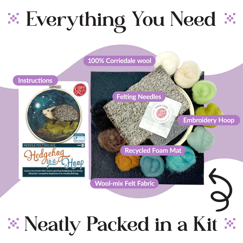 Hedgehog in a Hoop Needle Felting Craft Kit