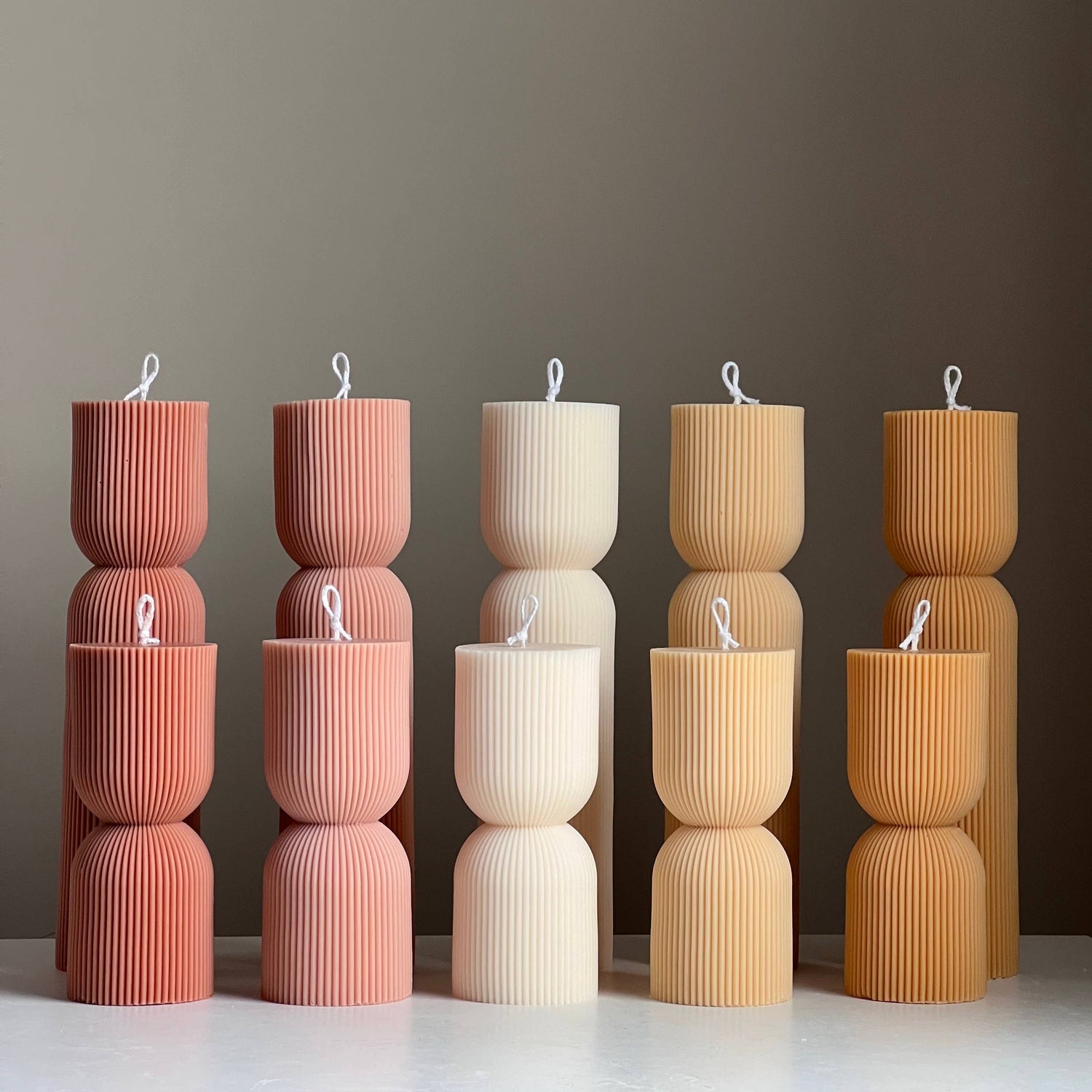 Ribbed Hourglass Pillar Candle by Estelle Studio