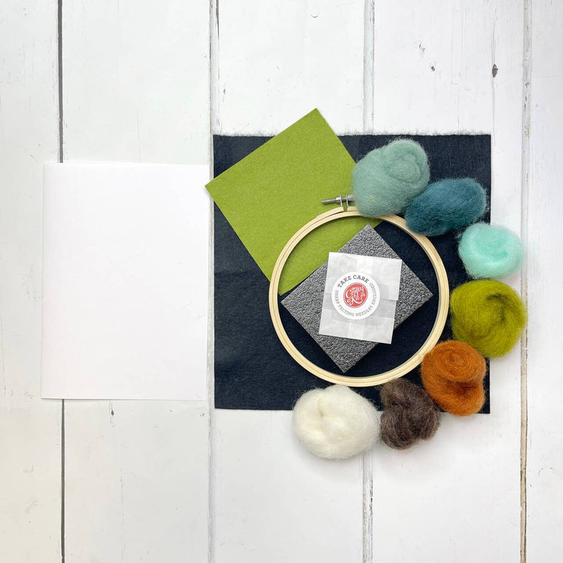Paint with Wool - Sleepy Fox in a Hoop - Needle Felt Craft Kit