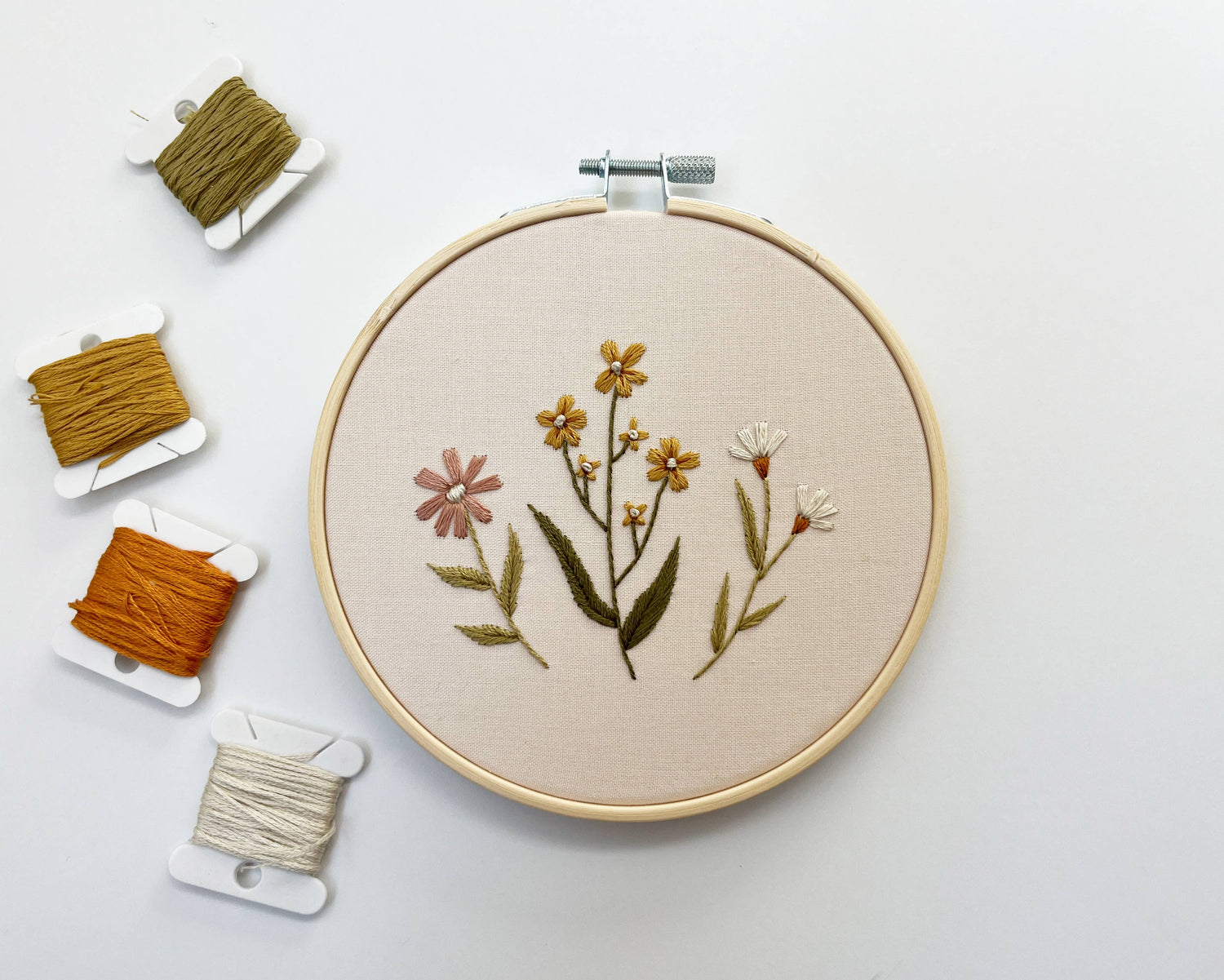 Pink Wildflower Embroidery Kit by Urbann Nest