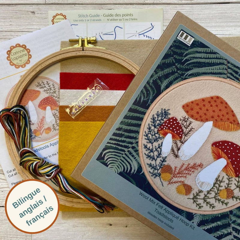 Toadstool Appliqué Hoop Craft Kit by Corinne Lapierre