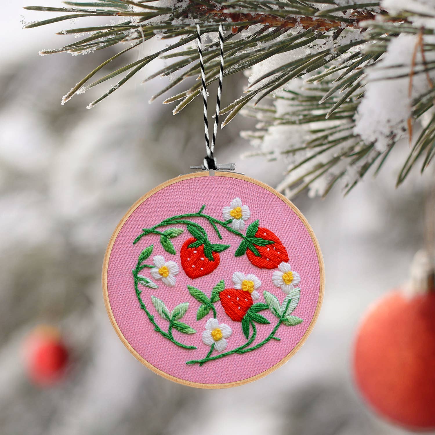 Holiday Decor:  Strawberries DIY Embroidered Ornament Kit by Antiquaria Mercantile