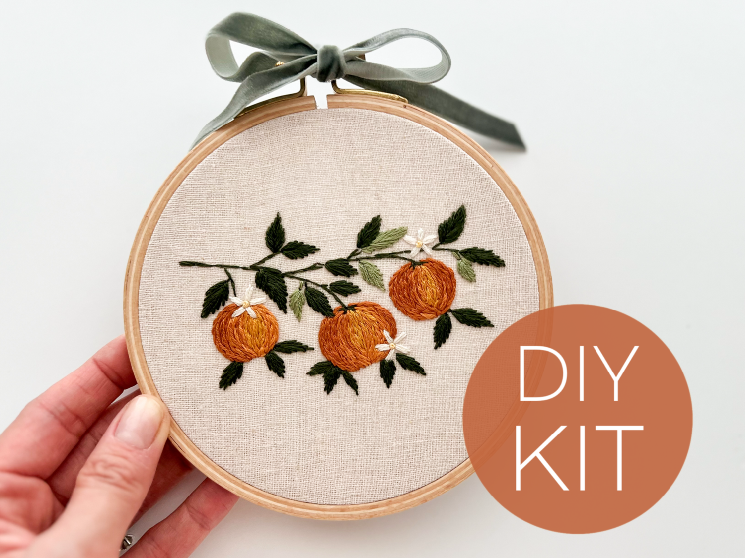 Orange Branch Embroidery Kit  by Matryoshka Doll Shop
