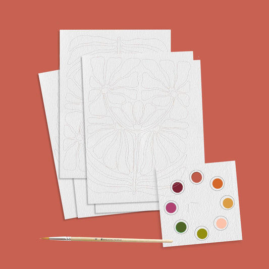 All in One Watercolour Postcard/Mini Print Kit: Abstract Flowers