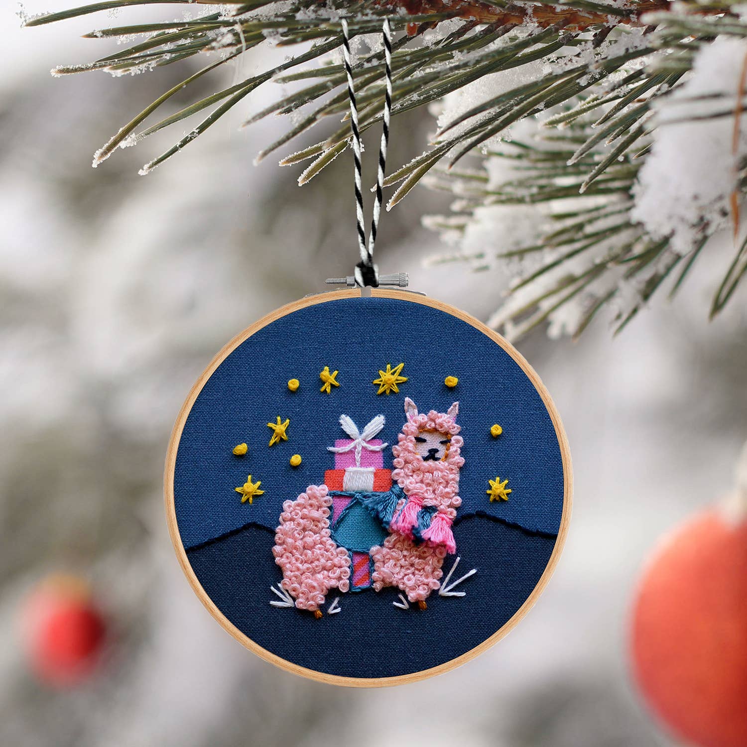 Holiday Decor: Alpaca DIY Embroidered Christmas Ornament Kit by Antiquaria