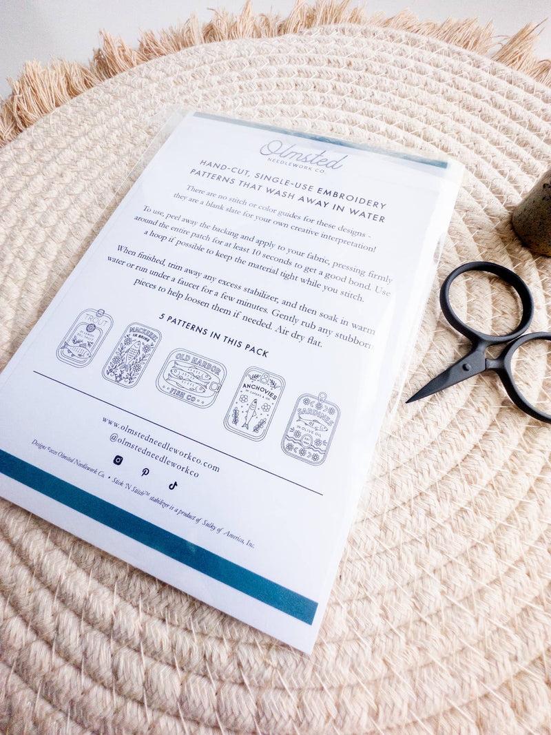 Tinned Fish Embroidery Stick and Stitch Patterns