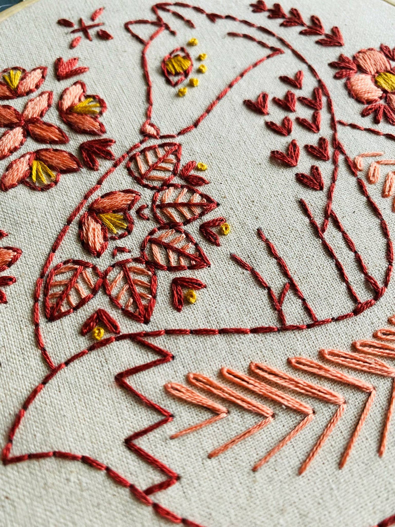 Folk Fox Complete Embroidery Kit by Hook, Line & Tinker