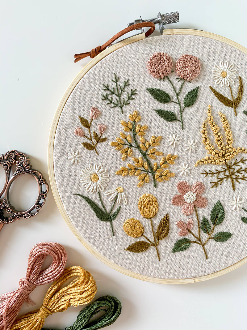 Floral Embroidery DIY Kit, modern embroidery craft kit by Matryoshka Doll Shop