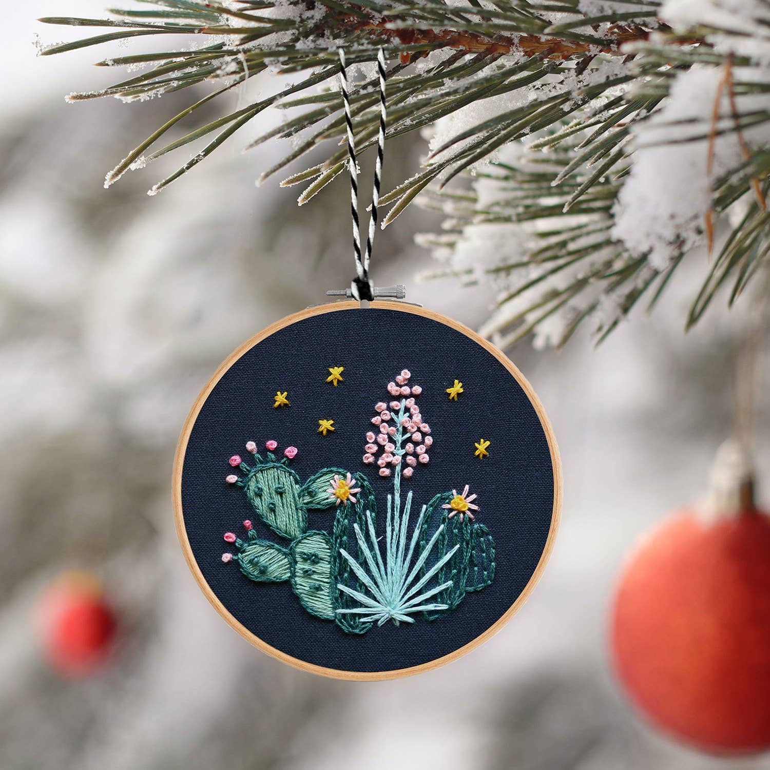 Holiday Decor: Cactus DIY Embroidered Christmas Ornament Kit by Antiquaria