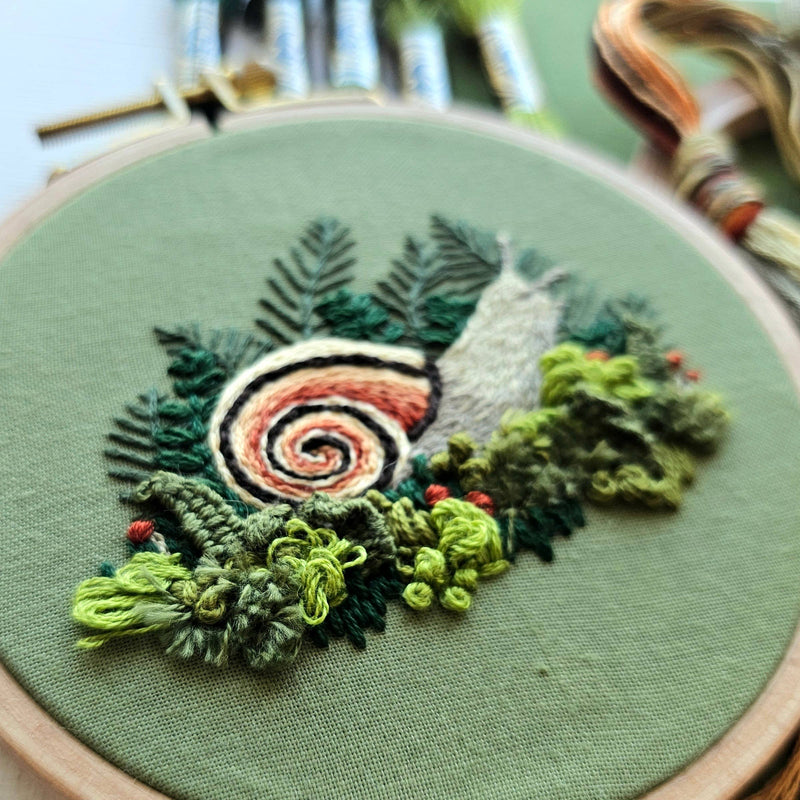 Forest Snail Intermediate Embroidery Kit by Jessica Long Embroidery