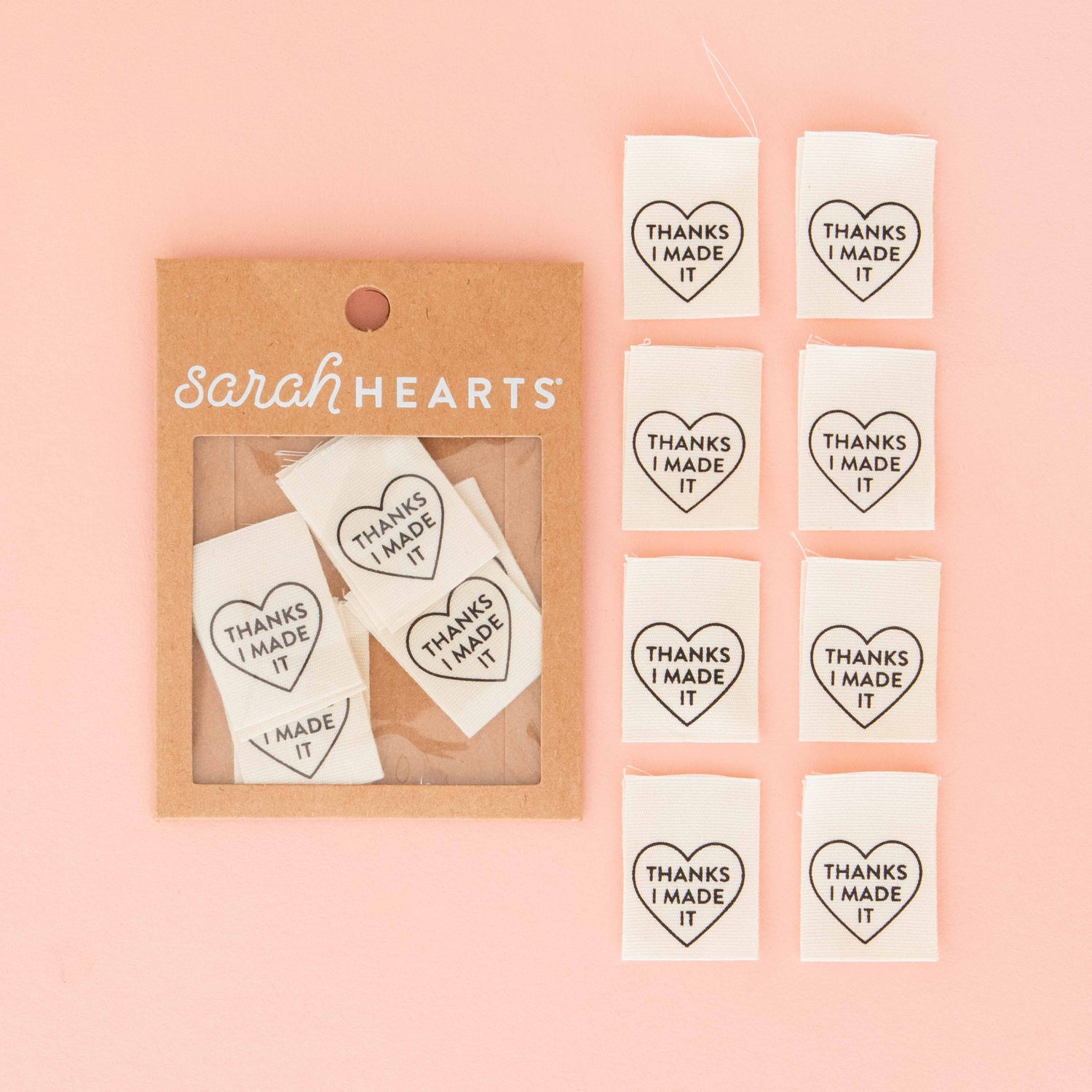 Thanks I Made It Heart Organic Cotton - Sewing Quilt and Garment  Labels by Sarah Hearts