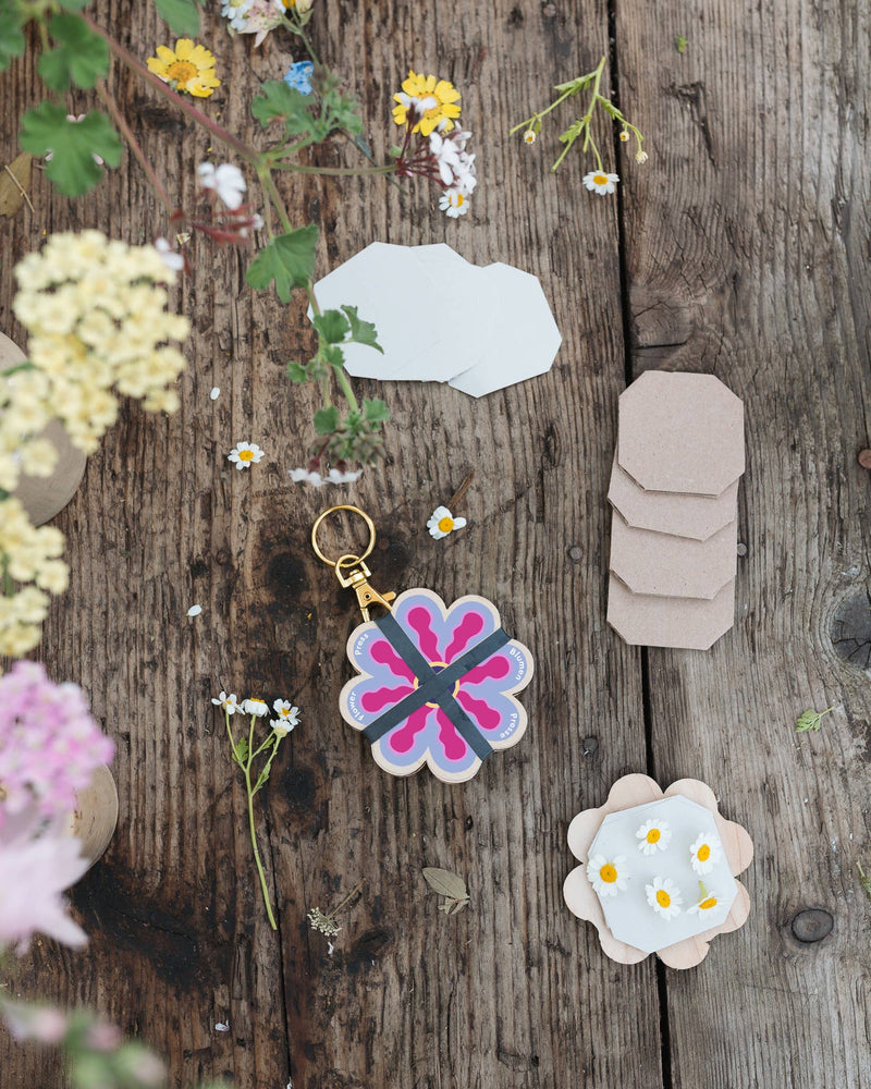 Keyring Flower Press in Pinks & Blues by Studio Ward