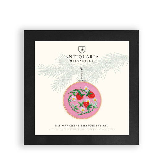 Holiday Decor:  Strawberries DIY Embroidered Ornament Kit by Antiquaria Mercantile