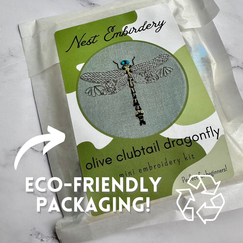 Olive Clubtail Dragonfly Mini Kit by Nest Embirdery