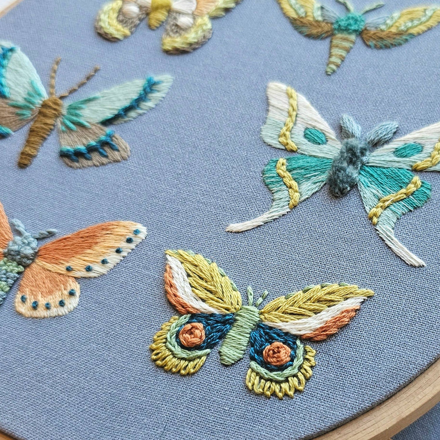Moth Sampler Embroidery Kit by Jessica Long Embroidery