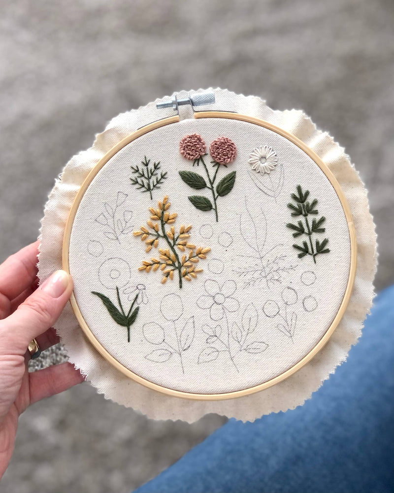 Floral Embroidery DIY Kit, modern embroidery craft kit by Matryoshka Doll Shop