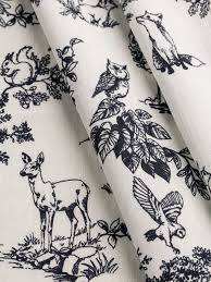 Forest Friends Toile Print Cotton Lawn - Cream + Black by Core Fabrics