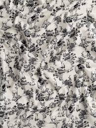 Forest Friends Toile Print Cotton Lawn - Cream + Black by Core Fabrics