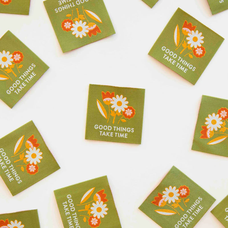 Good Things Take Time Woven Labels by Sarah Hearts