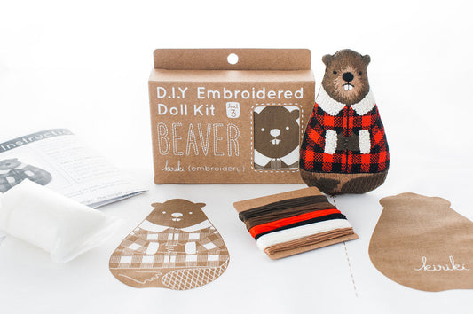 Beaver Embroidery Kit by Kiriki Press