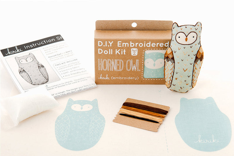 Horned Owl Embroidery Kit