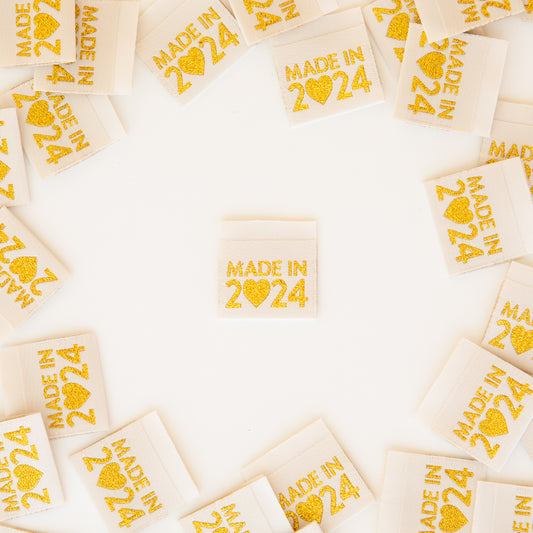 Made in 2024 Metallic Gold Woven Labels by Sarah Hearts