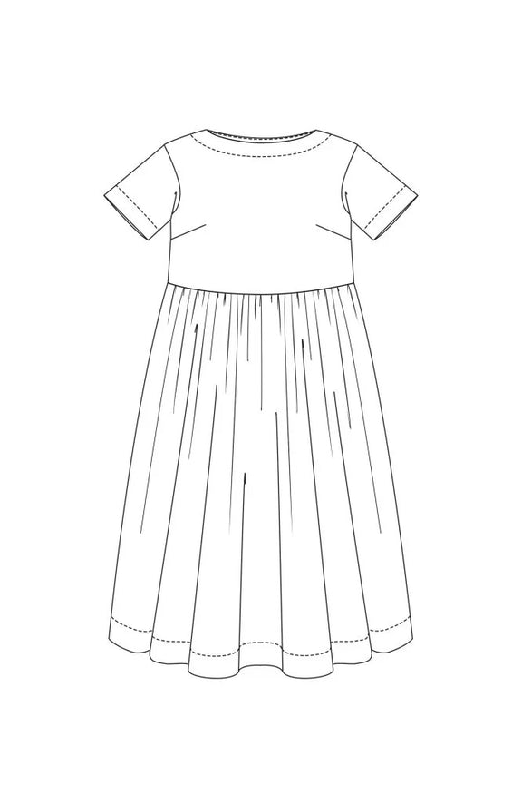 FACTORY HACK Boat Neck & Gathered Skirt *addition