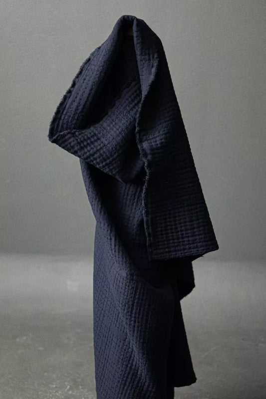 Soft Stitch Navy Quilted Jacquard Cotton